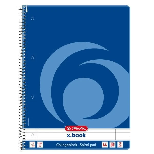 Herlitz Spiralblock, A4, Lineatur 27, 80 Blatt
