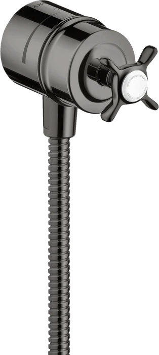 Hansgrohe Axor Montreux Wandanschluss Stop mit Rückflussverhinderer, Absperrventil und Kreuzgriff polished black chrome