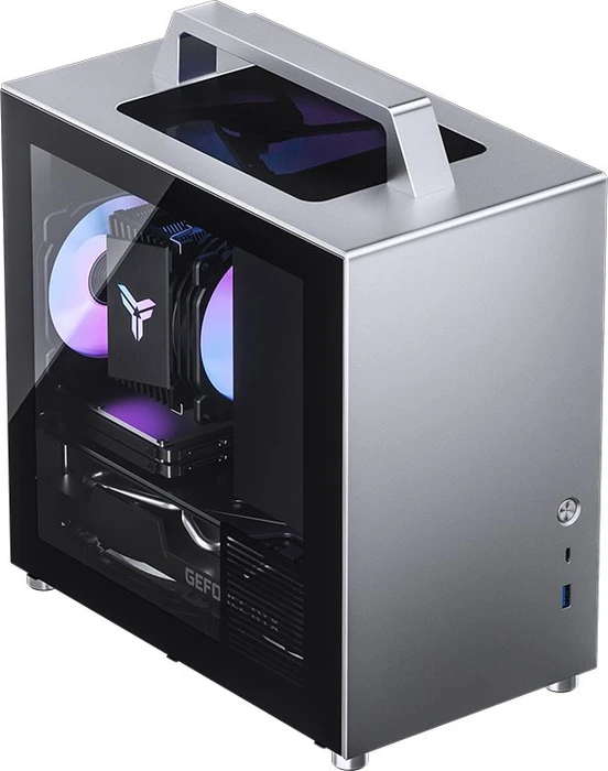 Jonsbo T8 PLUS Silver, silber, Glasfenster, Mini-ITX