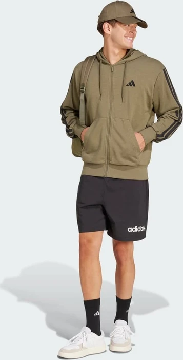 adidas Essentials 3-Streifen French Terry Hoodie olive strata/black (Herren)