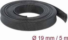 DeLOCK Geflechtschlauch dehnbar, 19mm, 5m, schwarz
