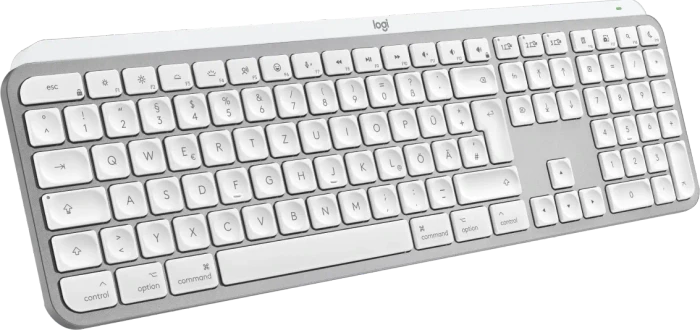 Logitech Keys S for Mac, Pale Grey, weiß/grau, LEDs weiß, Logi Bolt, USB/Bluetooth, DE