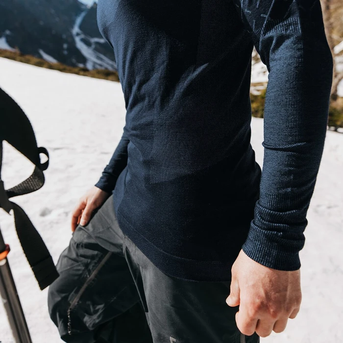 Odlo Slokar Performance Wool Baselayer Funktionsshirt langarm black/jake blue (Herren)