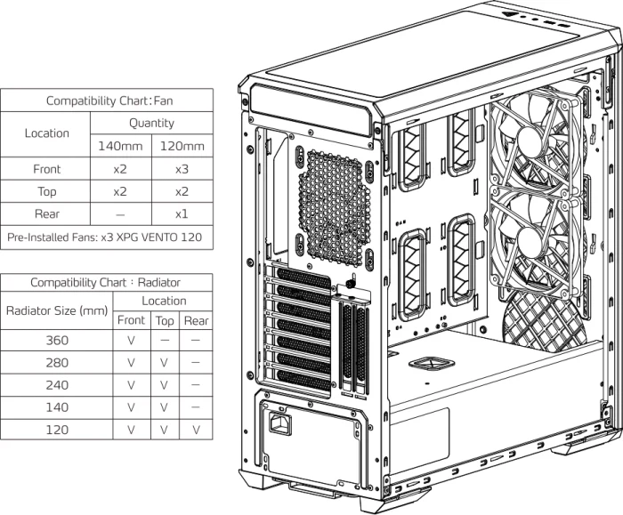 ADATA XPG Defender, schwarz, Glasfenster