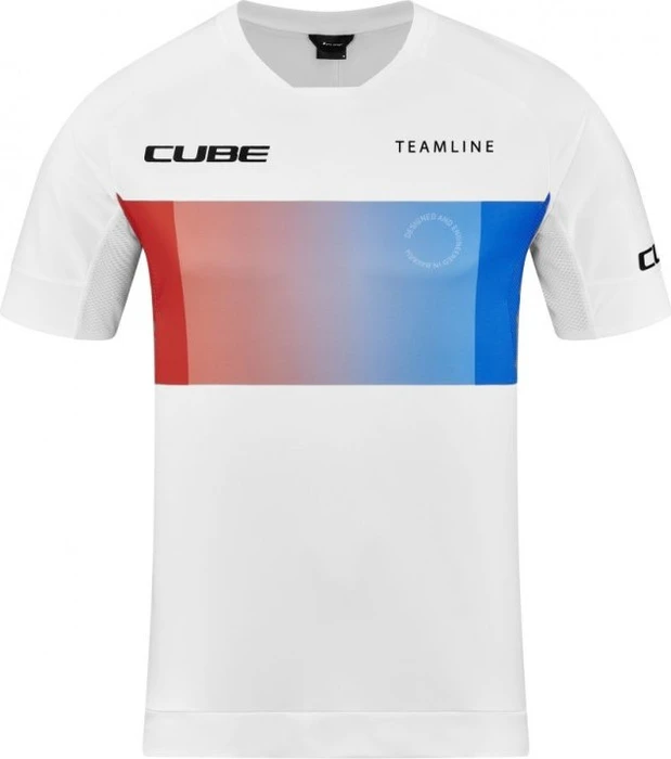Cube Teamline Rundhals Trikot kurzarm weiß/rot/blau (Herren)