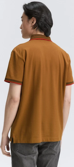 Tom Tailor Piqué mit Stretch Poloshirt kurzarm deep cognac (Herren)