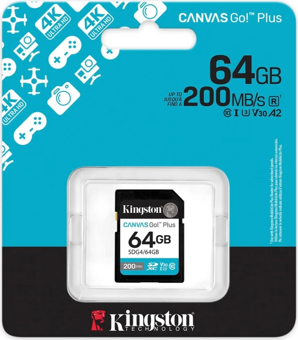 Kingston Canvas Go! Plus Gen4 R200 64GB, UHS-I U3, Class 10