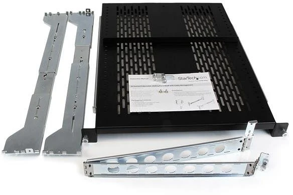 StarTech ausziehbarer belüfteter Fachboden mit Kabelführung bis 56.7kg, 702mm Einbautiefe, 2HE