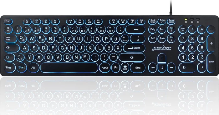 Perixx Periboard-317 R, schwarz, beleuchtet, USB, DE