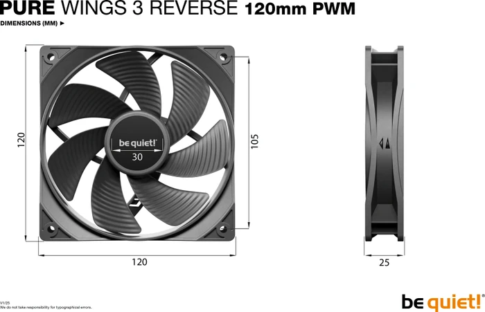 be quiet! Pure Wings 3 PWM Reverse, 120mm, 3er-Pack