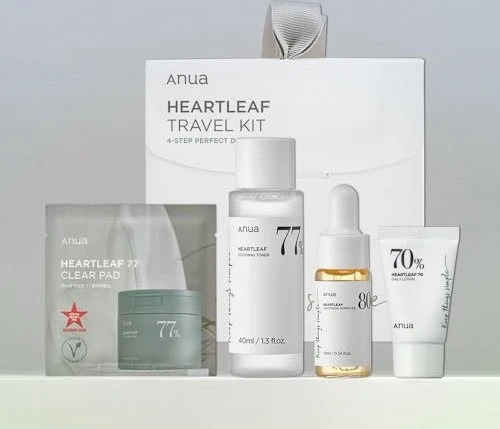 Anua Heartleaf Soothing Travel 2x Pads + Toner 40ml + Lotion 20ml + Serum 10ml Geschenkset