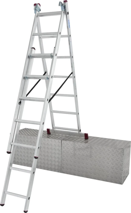 Krause Corda Alu 3-tlg. Teleskop-Mehrzweckleiter, 3x 7 Stufen