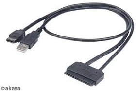 Akasa Flexstor eSATA Kabel, SATA 3Gb/s auf USB/eSATA Y-Kabel (AK-CBSA03-80BK)