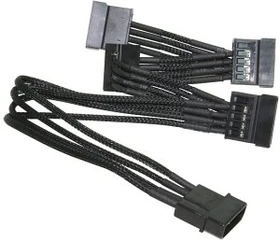 NZXT SATA-Stromadapter 4-Pin [IDE] auf 4x 15-Pin [SATA] 20cm, sleeved schwarz