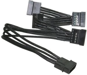 NZXT SATA-Stromadapter 4-Pin [IDE] auf 4x 15-Pin [SATA] 20cm, sleeved schwarz
