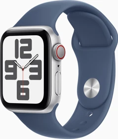 Apple Watch SE (2022) (GPS + Cellular) 40mm silber mit Sportarmband M/L Denim