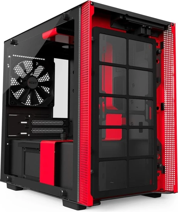 NZXT H200i, schwarz/rot, Glasfenster, Mini-ITX