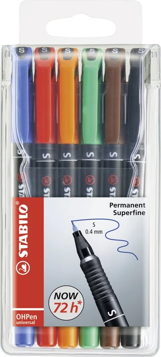 STABILO OHPen universal permanent S sortiert, 6er-Set