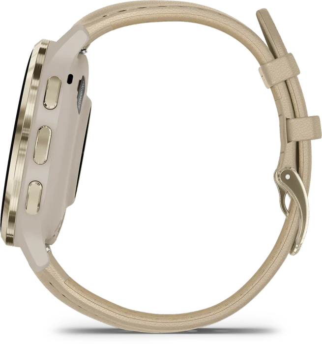 Garmin Venu 3S soft gold/french grey leather