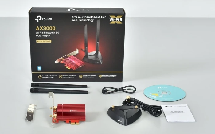 TP-Link AX3000, 2.4GHz/5GHz WLAN, Bluetooth 5.0 LE, PCIe x1