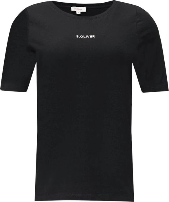 s.Oliver Logo-Print T-Shirt kurzarm schwarz (Damen)