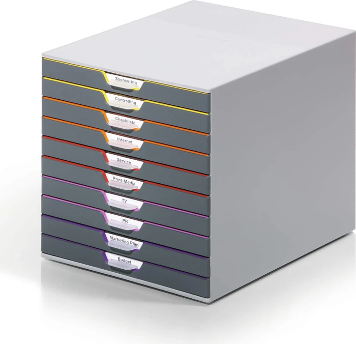 Durable Varicolor 10 Schubladenbox, 10 Schubladen, grau