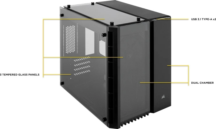 Corsair Crystal Series 280X, schwarz, Glasfenster