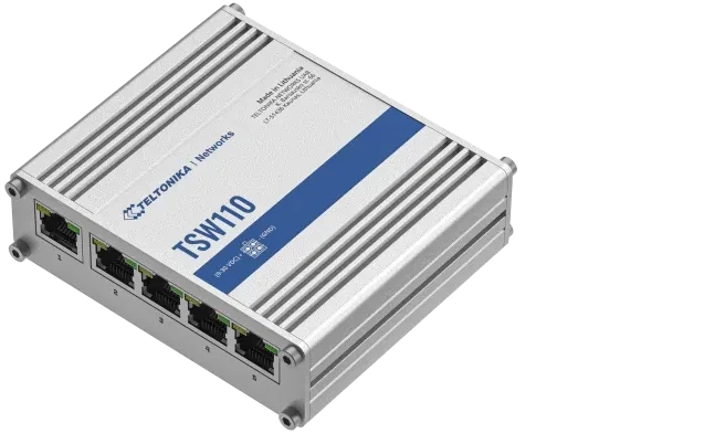 Teltonika TSW Industrial Gigabit Switch, 5x RJ-45, PoE PD