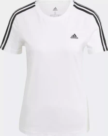 adidas Loungewear Essentials Slim 3 Streifen T-Shirt kurzarm weiß/schwarz (Damen)