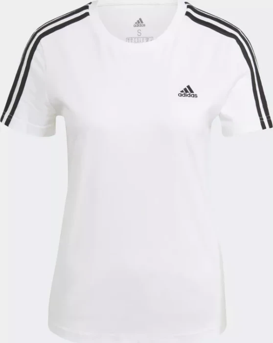 adidas Loungewear Essentials Slim 3 Streifen T-Shirt kurzarm weiß/schwarz (Damen)