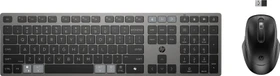 HP 725 Multi-Device Rechargeable Wireless Keyboard and Mouse Combo, grau/schwarz, USB/Bluetooth, DE
