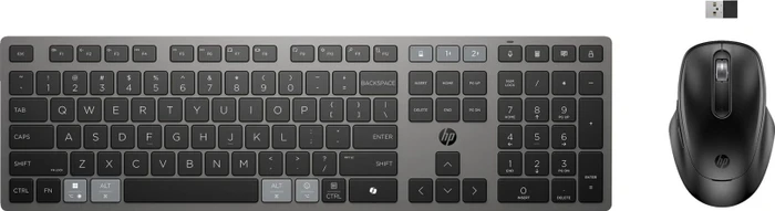 HP 725 Multi-Device Rechargeable Wireless Keyboard and Mouse Combo, grau/schwarz, USB/Bluetooth, DE