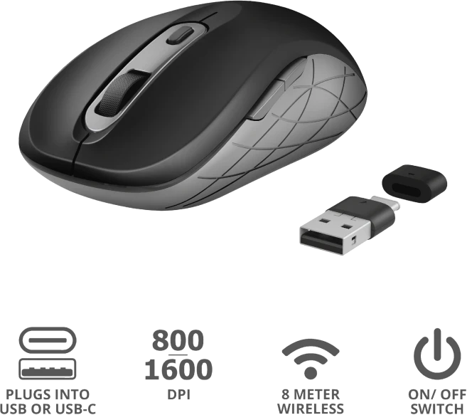 Trust Duco Dual Connect Wireless Mouse schwarz, USB