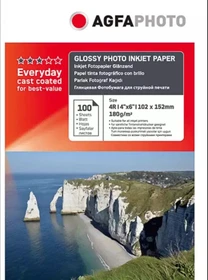 AgfaPhoto Fotopapier einseitig glänzend weiß, 10x15cm, 180g/m², 100 Blatt