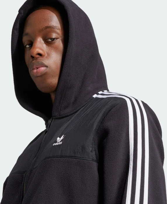 adidas Adicolor 3-Streifen Teddy Fleece Hoodie schwarz (Herren)