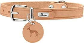 Hunter Aalborg Hundehalsband, Leder, schlicht, robust, komfortabel, 42 S, natur