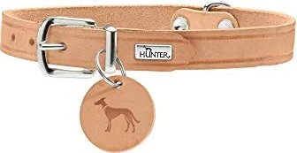 Hunter Aalborg Hundehalsband, Leder, schlicht, robust, komfortabel, 42 S, natur