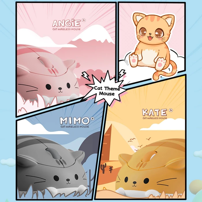 Akko x Waigua Cat Theme Wireless Mouse, Pink Angie, USB