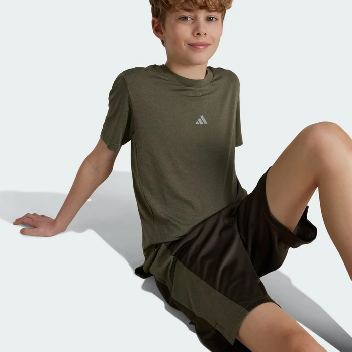 adidas Training Aeroready Heather Trainingshose kurz shadow olive/tent green/reflective silver (Junior)