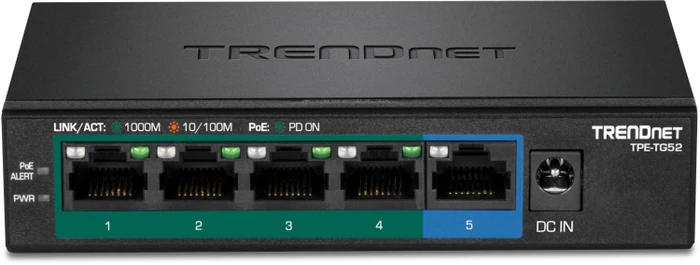 TRENDnet TPE-TG Desktop Gigabit Switch, 5x RJ-45, 32W PoE+