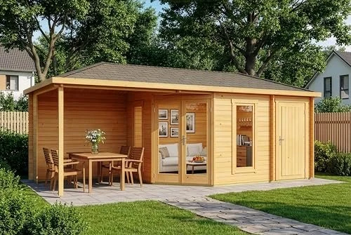 Alpholz Liwa-28 692x280cm Gartenhaus inkl. Anbau und Rückwand imprägniert