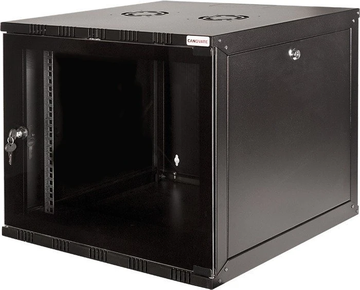 LogiLink Canovate ECO Wandgehäuse 9HE, Sicherheitsglastür, schwarz, 550mm tief