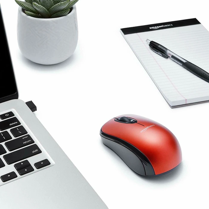 AmazonBasics Kabellose Maus rot, USB