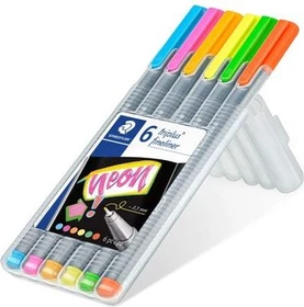 Staedtler triplus fineliner 334 0.3mm Neonfarben sortiert, 6er-Set, Box