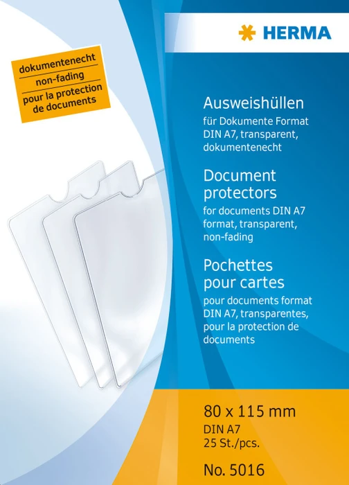 Herma Ausweishülle 80x115mm für Dokumente, A7, transparent, 25er-Pack