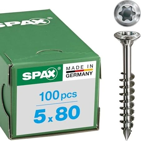 Spax Edelstahl rostfrei A2 T-STAR plus T20 Fassadenschraube, 5x80mm, 100 Stück