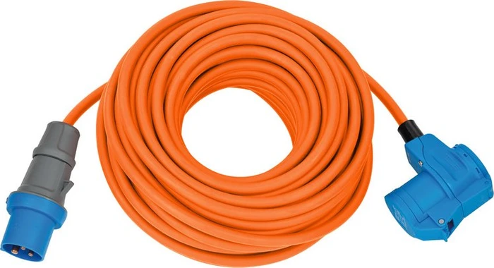 Brennenstuhl CEE Camping-Verlängerungskabel IP44 orange, mit CEE-Winkelkupplung und Schuko-Kombisteckdose, 25m