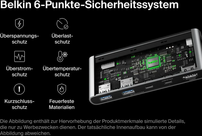 Belkin Connect USB-C 7-in-1 Multiport Hub Adapter, USB-C 3.0 [Stecker], schwarz