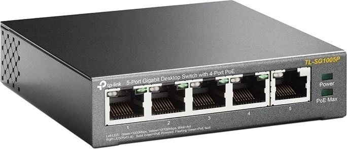 TP-Link TL-SG1005P Desktop Gigabit Switch, 5x RJ-45, 56W PoE