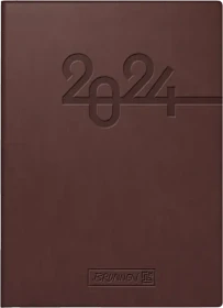Brunnen Taschenkalender Modell 731 Wochenkalender 2024, 100x140mm, Kunstleder-Cover, braun, 88 Blatt